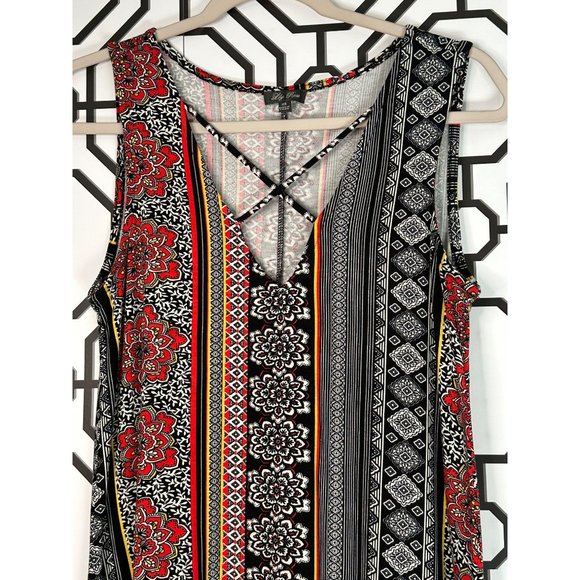 Lily Rose Ladies Sleeveless V Neck Swing Abstract, Vibrant Style Dress Size XS - Picture 4 of 9